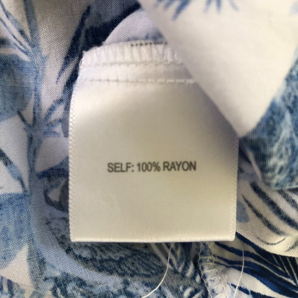 Jane + Delancey Blue Tropical Print Button Up Shirt Blouse Top Large - Picture 6 of 6